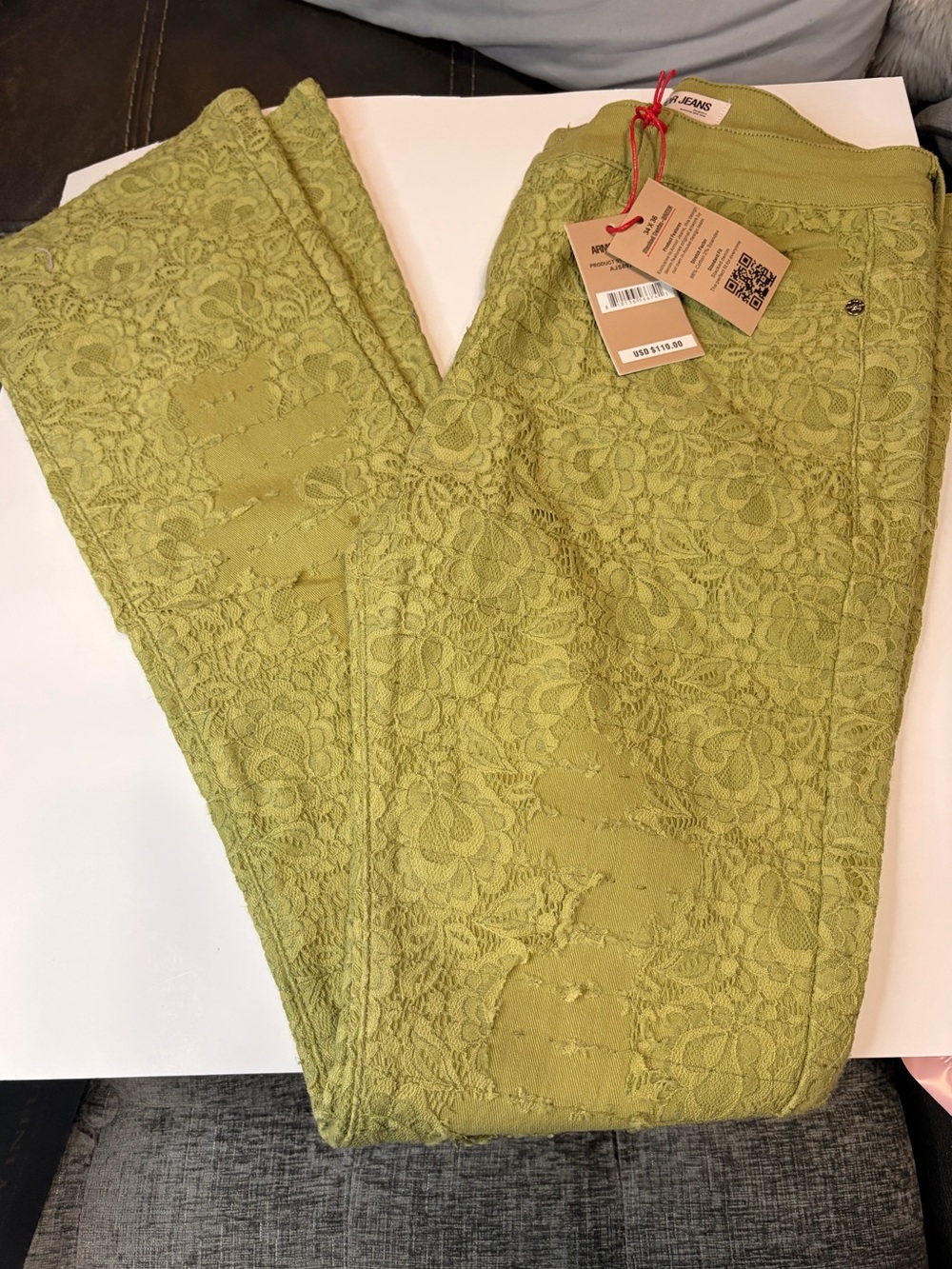 Men Olive Green Lace Jeans - Armor Jeans